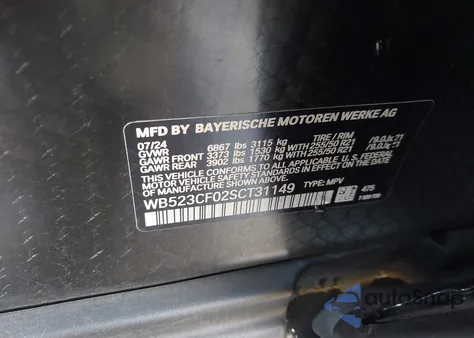 2025 BMW Ix xDrive50 z USA, uszkodzony, nr VIN WB523CF02SCT31149